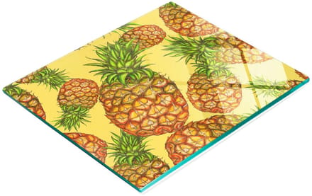 Serveerplank van gehard glas met ananasafbeelding, 60x52 cm