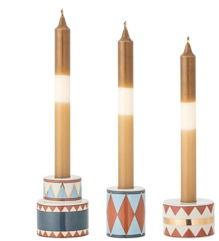 Bloomingville Kandelaar aardewerk blauw Bitja - set van 3