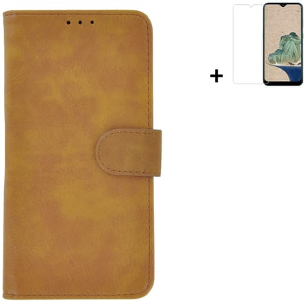 Geschikt voor Nokia G60 Hoesje - Bookcase - Nokia G60 Screenprotector - Pu Leder Wallet Book Case Bruin Cover + Screenprotector
