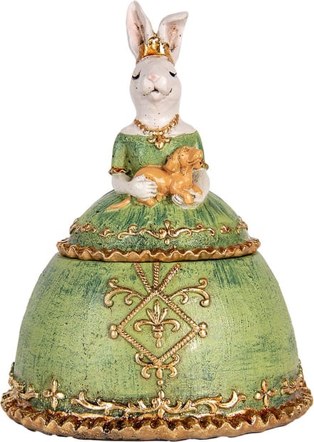 Clayre & Eef Sieradendoos Konijn 18x15x24 cm Beige Groen Kunststof