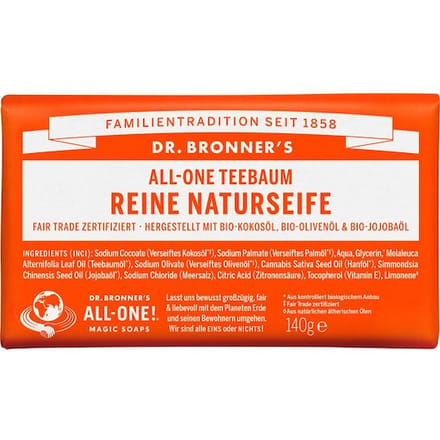 Dr. Bronner's Blokzeep All-One Tea Tree Puur Natuurlijke Zeep Dames 140 g
