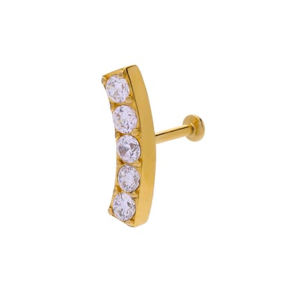 Lucardi - Dames Stalen goldplated helixpiercing met kristal - Piercing - Staal - Goudkleurig