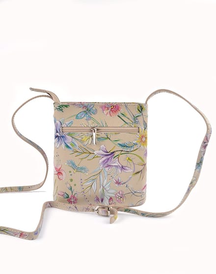 Giuliano lederen schoudertas Jildou - Made in Italy - Bloem - Taupe