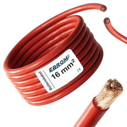 3 meter Batterijkabel 16 mm² - 99,9% OFC-Koper, maximale temperatuur tot +80 °C