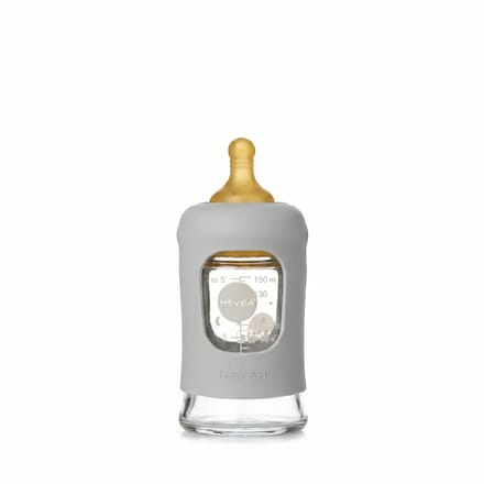 HEVEA - Glazen Fles - Brede Hals 150ml - Met Sleeve - Gorgeous Grey