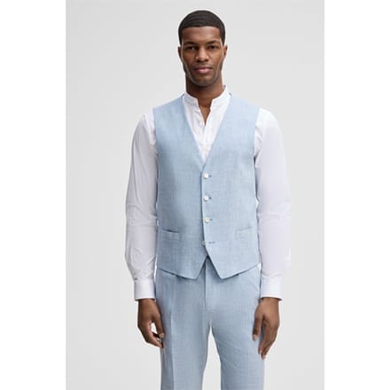 Gyl-vest met linnenaandeel, blauw gemêleerd