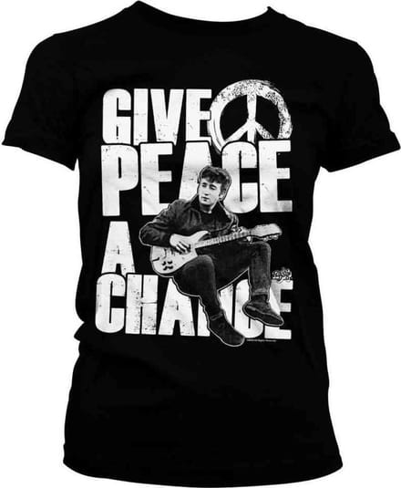 John Lennon Dames Tshirt -S- Give Peace A Chance Zwart
