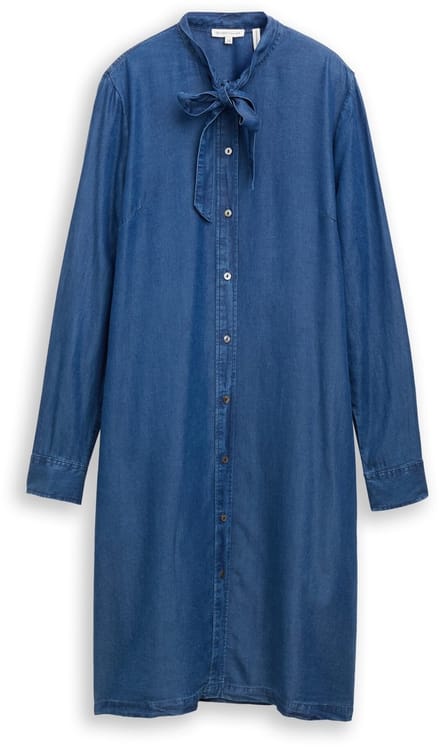 Tom Tailor - Jeansjurk met strikdetail - Maat 38 - blue denim dark wash