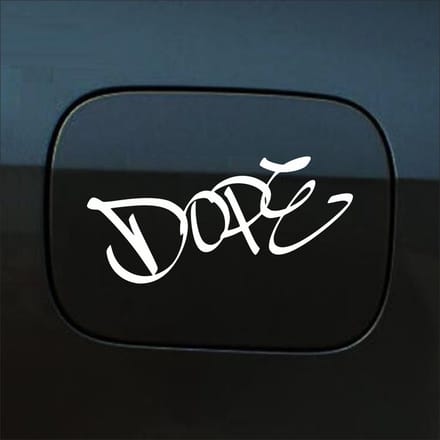 Bumpersticker - Dope - 7 X 18 - Wit