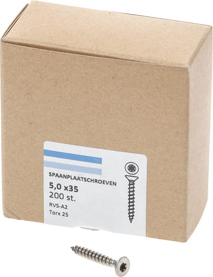 Spaanplaatschroef rvs-a2 pk tx-25 5.0x35 (200