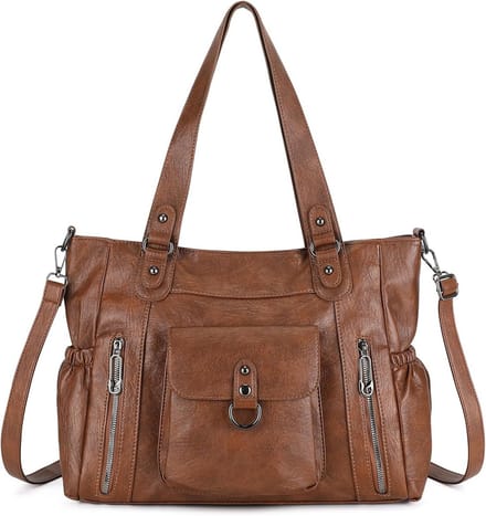Schoudertas Dames - Grote Shopper - Dagelijks Gebruik - Verstelbare Band - 38 cm Breed - Vintage Bruin
