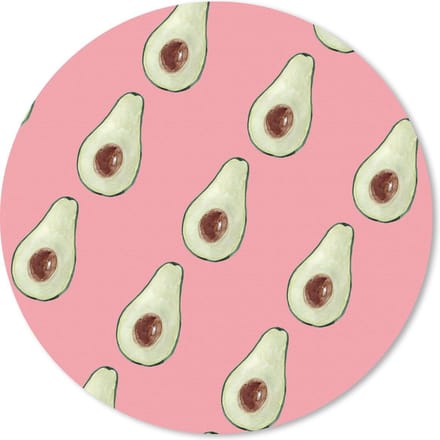 Muismat rond 20x20 cm - Mousepad Avocado - Roze - Fruit - Ronde muismatten