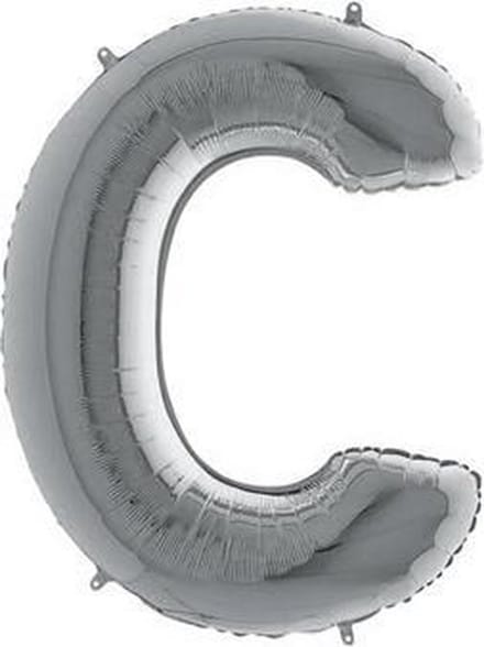 Folieballon letter C zilver (100cm)