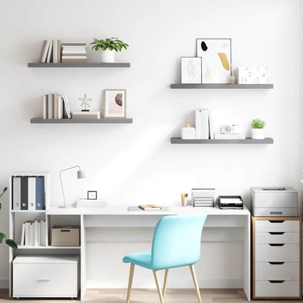vidaXL - Wandschappen - zwevend - 4 - st - 90x23,5x3,8 - cm - MDF - grijs