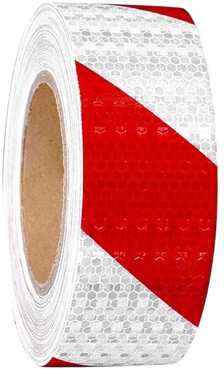 Reflecterende tape 12 m × 5 cm, zelfklevend, rood en wit, voor veiligheidswaarschuwing en markering