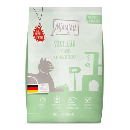 1,5kg MjAMjAM Knapperige Maaltijden Sterilised Gevogelte Kattenvoer droog