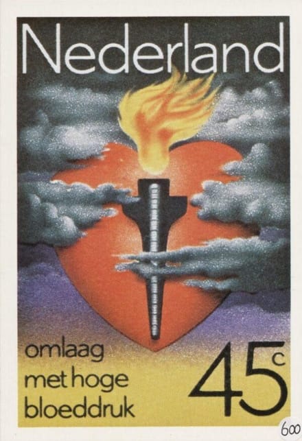 Briefkaart met afbeelding Omlaag met hoge bloeddruk postzegel