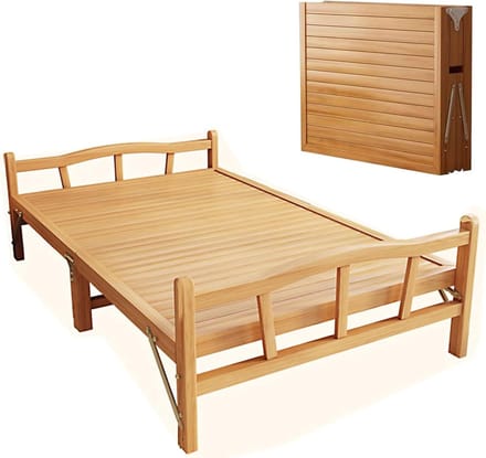 Opvouwbaar Bed - Vouwbed Binnen - Extra Slaapplek - Stabiel Bamboe - 190x60x50cm - Naturel