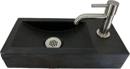 Fonteinset Oskar L'aqua Hardsteen met Geborsteld nikkel kraan en sifon