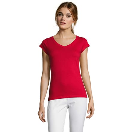 SOLS Dames/Dames Maan V Hals T-shirt (Rood)