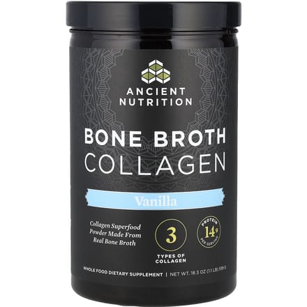 Nutrition Ancienne, Bouillon d'Os Collagène, Saveur Vanille, 1,1 lb (519 g)