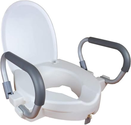 Verhoogd Toiletzitting met Armleuningen en Deksel - 10cm Hoogte