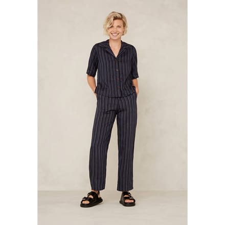 Kings Of Indigo Morrigan Blue Linen Stripe Maat: M | Blouses Outlet | Dames | Blauw