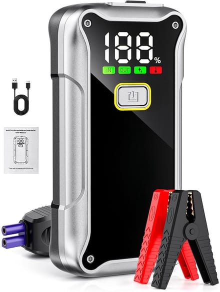 Ploutos® Jumpstarter Voor Auto - Starthulp & Noodstarter - Compacte Jump Starter - Zwart - 24cm x 17cm x 2cm