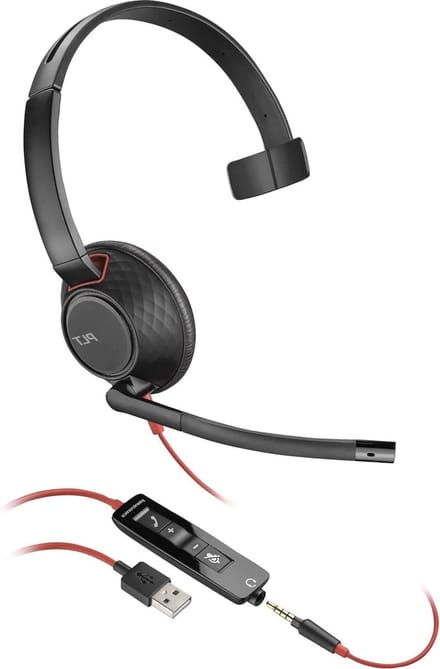 Bedrade Headset - PC Headset - Online Vergaderen - Dubbele Aansluiting - 125 Gram - Zwart Rood