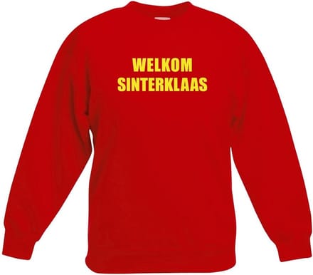 Sinterklaas trui - sweater - rood - Welkom Sinterklaas - voor kinderen 122/128