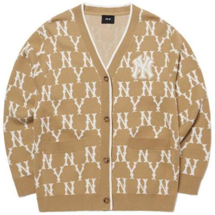MLB New York Yankees Pull en maille Pull unisexe Beige foncé 3AKCM0121-50BGD M beige