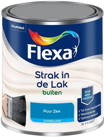 Flexa - Strak In De Lak Buitenlak Zijdeglans - Puur Zee - Mengverf - 1 L