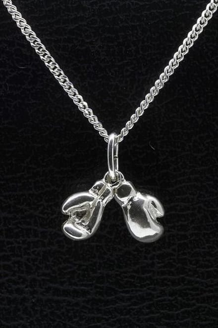Zilveren bokshandschoenen ketting BlueQuin