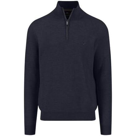 Fynch-Hatton Trui Troyer Zip Fine Allover Texture Navy / male