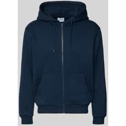 Jack & Jones blauwe heren vest   Capuchon hals   Regular fit   Steekzakken   Ritssluiting   Lange mouw Blauw XXL