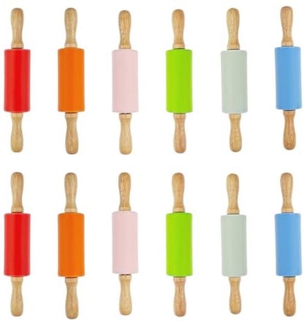 12 Pack Kleine Deegrollers voor Kinderen - 9 Inch Deegrollers in 6 Kleuren voor Thuis Keuken