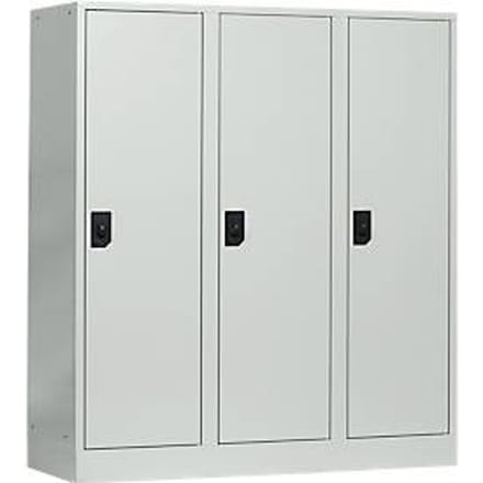 Schoollocker, compartimentbreedte 400 mm, 3 compartimenten, lichtgrijs/lichtgrijs