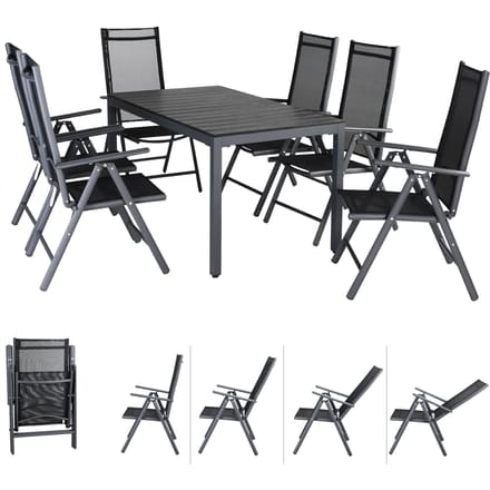 Tuinset Bern 7-delig Antraciet Aluminium met WPC Tafelblad