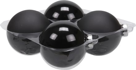Bellatio Decorations Kerstballen - 4x stuks - zwart - glas - 10 cm - mat/glans - Kerstboomversiering