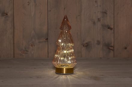 B.O.T. Tree Glass 10X23,5 cm Pink With Golden Base 10Led kerstverli...