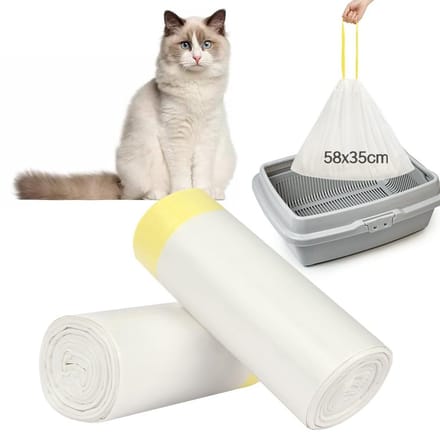 40 Pack Afbreekbare Kattenbak Afvalzakken met Handvatten en Trekkoord
