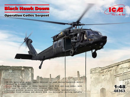 ICM Modelbouwpakket Militaire voertuigen - 48363 Sikorsky S-70 - Black Hawk Down - Operation Gothic Serpent - Helikopter Plastic - 1:48 - Modelbouw
