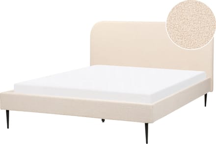 FLAYAT - Tweepersoonsbed - Lichtbeige - 160 x 200 cm - Bouclé