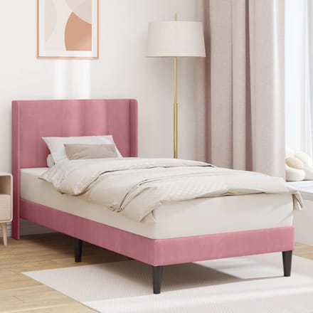vidaXL - Bedframe - met - hoofdeinde - Roze - 80 - x - 200 - cm - Fluweel