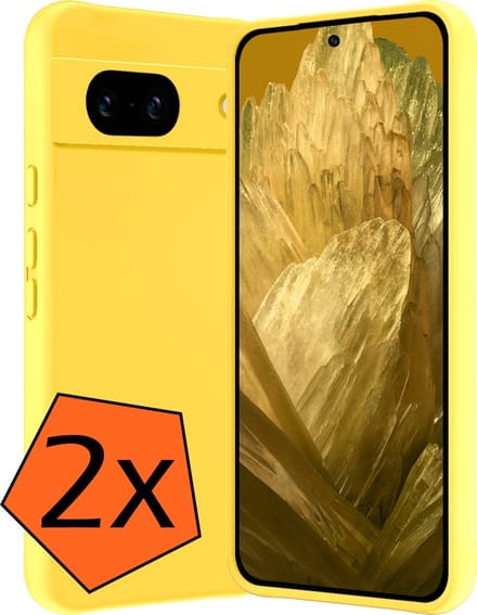 Hoes - 2 Stuks - Geschikt voor Google Pixel 8a - Sterk & Shockproof - Case Siliconen - Back Cover - Telefoon Hoes - Geel