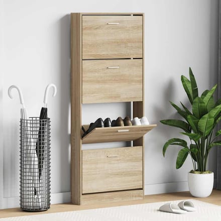 vidaXL - Schoenenkast - 59x17x150 - cm - bewerkt - hout - eikenkleurig