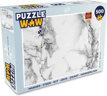 Puzzel Marmer - Steen - Wit - Grijs - Zwart - Marmerlook - Legpuzzel - Puzzel 500 stukjes