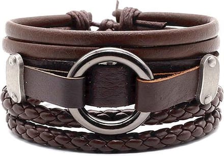 Montebello Armbanden Beata Brown - Leer - 316L Staal - 3-delig