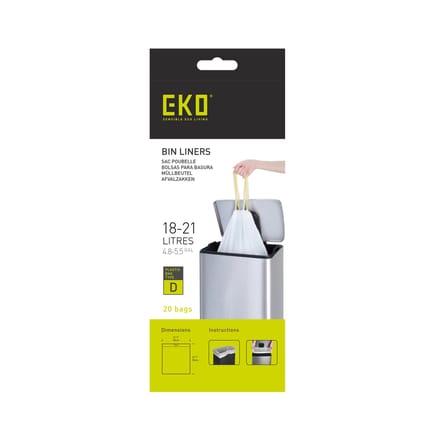 Afvalzak EKO MDPE type D met trekband 55x55cm 18-21L wit rol à 20 stuks