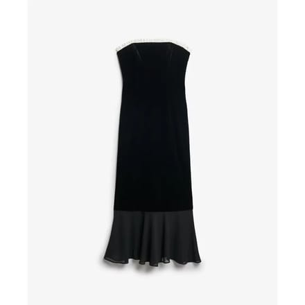 Lange strapless fluwelen jurk voor dames Superdry